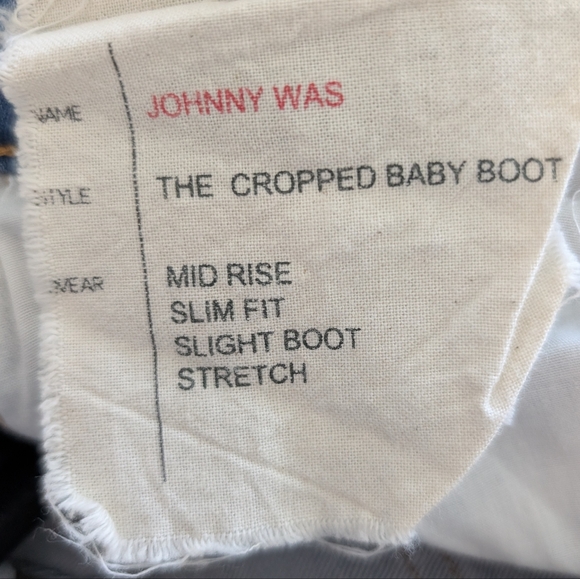 Johnny Was Jeans Womens 25 Bohemian Cropped Baby Boot Embroidered Floral Eyelet - Picture 9 of 12